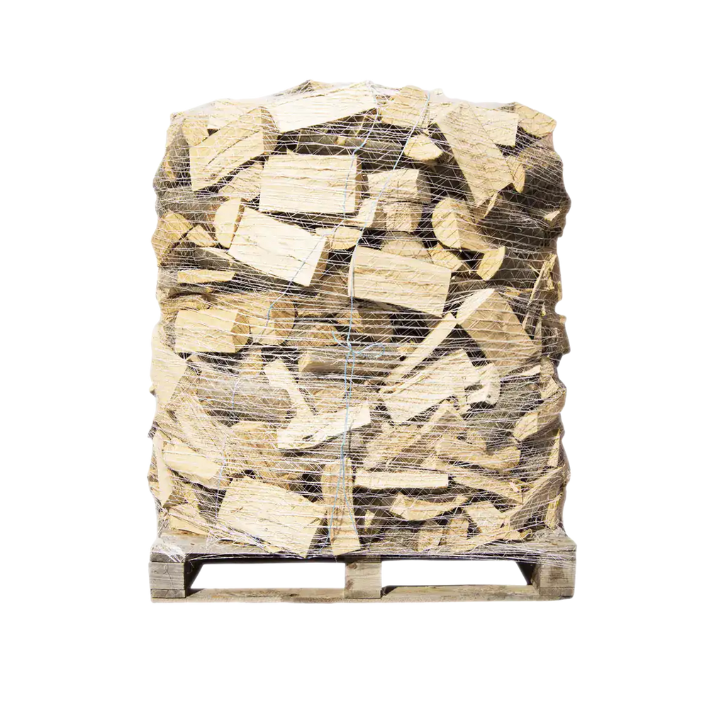 Buchenbrennholz 25 cm, auf Palette im Netz, ca. 1,6 srm / 1 rm – 500 kg