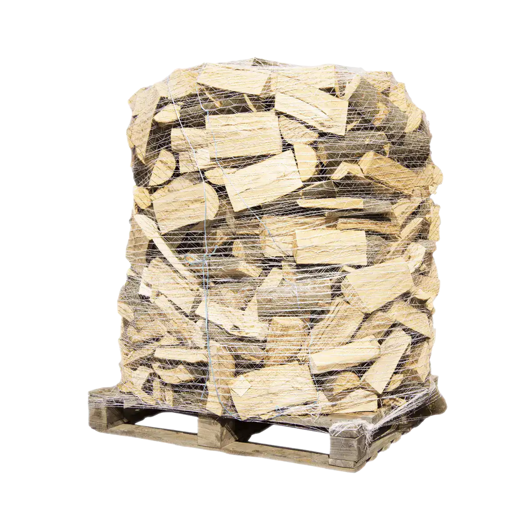 Premium-Buchenbrennholz 25 cm, rindenfrei, Palette im Netz, ca. 1,6 srm / 1 rm, 500 kg